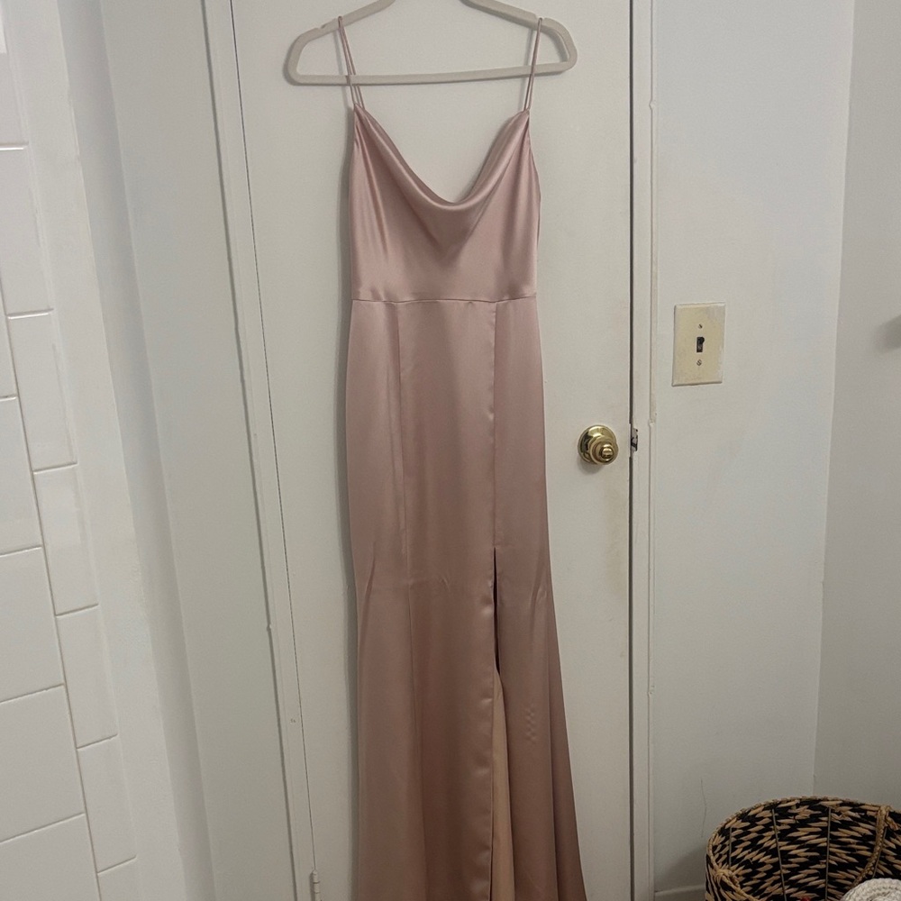 Amsale Blush Satin Gown